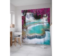 Штора (занавеска) для ванной JoyArty "Водопадные чудеса" из сатена, 180х200 см с крючками, sc_18959