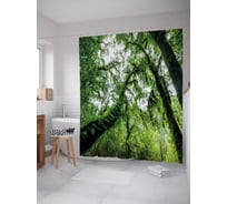 Штора (занавеска) для ванной JoyArty "Тропический лес" из сатена, 180х200 см с крючками, sc_18993