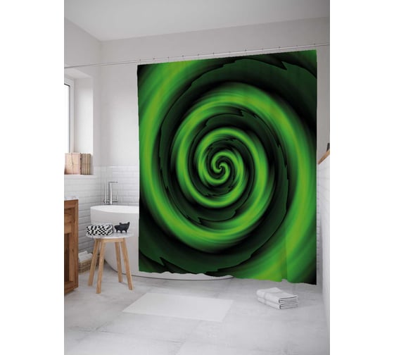 Штора (занавеска) для ванной JoyArty "Иллюзорная спираль" из сатена, 180х200 см с крючками, sc_18727 1