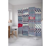 Штора (занавеска) для ванной JoyArty "Морские рисунки" из сатена, 180х200 см с крючками, sc_18864