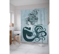 Штора (занавеска) для ванной JoyArty "Водяная русалка" из сатена, 180х200 см с крючками, sc_18954