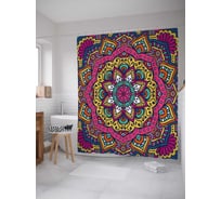 Штора (занавеска) для ванной JoyArty "Красочная мандала" из сатена, 180х200 см с крючками, sc_18985