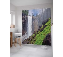 Штора (занавеска) для ванной JoyArty "Небесный водопад" из сатена, 180х200 см с крючками, sc_19012