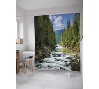 Штора (занавеска) для ванной JoyArty "Река у подножья горы" из сатена, 180х200 см с крючками, sc_12157