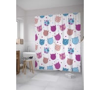 Штора (занавеска) для ванной JoyArty "Тканевые котики" из сатена, 180х200 см с крючками, sc_11988
