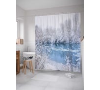 Штора (занавеска) для ванной JoyArty "Замерзшая река" из сатена, 180х200 см с крючками, sc_18876