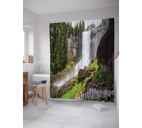 Штора (занавеска) для ванной JoyArty "Горная лестница" из сатена, 180х200 см с крючками, sc_19016