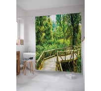 Штора (занавеска) для ванной JoyArty "Бамбуковый мост" из сатена, 180х200 см с крючками, sc_12134