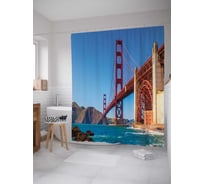 Штора (занавеска) для ванной JoyArty "Жесткий мост" из сатена, 180х200 см с крючками, sc_12220