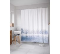 Штора (занавеска) для ванной JoyArty "Снежный край" из сатена, 180х200 см с крючками, sc_18881
