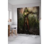 Штора (занавеска) для ванной JoyArty "Волшебный воин" из сатена, 180х200 см с крючками, sc_19128