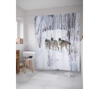Штора (занавеска) для ванной JoyArty "Снежные волки" из сатена, 180х200 см с крючками, sc_18884