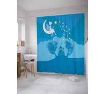 Штора (занавеска) для ванной JoyArty "Лунная фея у замка" из сатена, 180х200 см с крючками, sc_19065