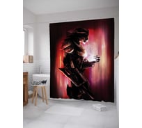 Штора (занавеска) для ванной JoyArty "Доспехи воина" из сатена, 180х200 см с крючками, sc_19125