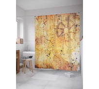 Штора (занавеска) для ванной JoyArty "В поисках клада" из сатена, 180х200 см с крючками, sc_19207