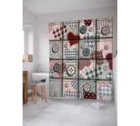 Штора (занавеска) для ванной JoyArty "Ретро с пуговицами" из сатена, 180х200 см с крючками, sc_18866