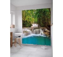 Штора (занавеска) для ванной JoyArty "Лесная река" из сатена, 180х200 см с крючками, sc_18988