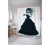 Штора (занавеска) для ванной JoyArty "Вечернее платье" из сатена, 180х200 см с крючками, sc_19092