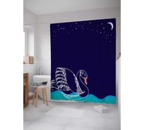 Штора (занавеска) для ванной JoyArty "Ночной лебедь" из сатена, 180х200 см с крючками, sc_19057