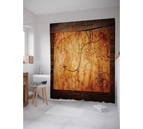 Штора (занавеска) для ванной JoyArty "Метка на карте" из сатена, 180х200 см с крючками, sc_19200