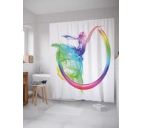 Штора (занавеска) для ванной JoyArty "Призрачный гимнаст" из сатена, 180х200 см с крючками, sc_12438