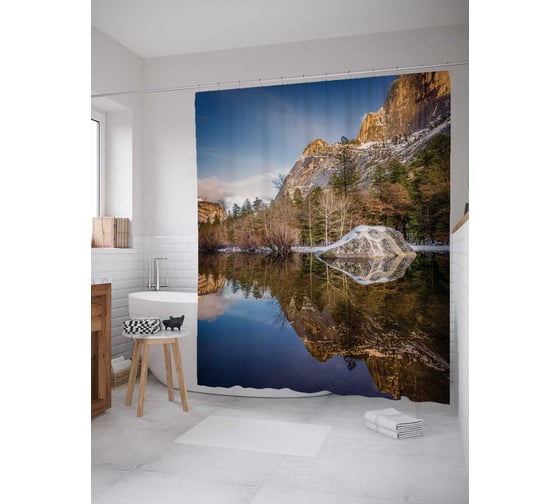 Штора (занавеска) для ванной JoyArty "Зимняя прохлада" из сатена, 180х200 см с крючками, sc_19026 1