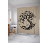 Штора (занавеска) для ванной JoyArty "Круг дерева" из сатена, 180х200 см с крючками, sc_12117