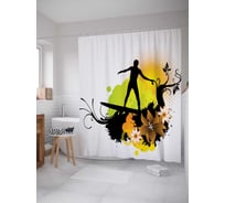 Штора (занавеска) для ванной JoyArty "Дизайн серфера" из сатена, 180х200 см с крючками, sc_12277