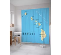 Штора (занавеска) для ванной JoyArty "Острова тихого океана" из сатена, 180х200 см с крючками, sc_12276
