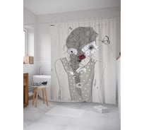 Штора (занавеска) для ванной JoyArty "Коса с цветами" из сатена, 180х200 см с крючками, sc_19081