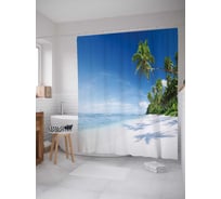Штора (занавеска) для ванной JoyArty "Белеющий пляж" из сатена, 180х200 см с крючками, sc_12491