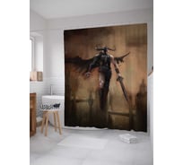 Штора (занавеска) для ванной JoyArty "Могучий воин" из сатена, 180х200 см с крючками, sc_19115