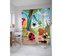 Штора (занавеска) для ванной JoyArty "Жизнь насекомых" из сатена, 180х200 см с крючками, sc_1223