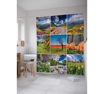 Штора (занавеска) для ванной JoyArty "Хрупкая природа" из сатена, 180х200 см с крючками, sc_19050