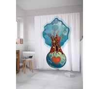 Штора (занавеска) для ванной JoyArty "Дерево-Дом на планете" из сатена, 180х200 см с крючками, sc_12118