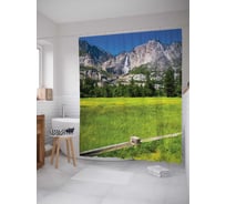 Штора (занавеска) для ванной JoyArty "Чарующая гора" из сатена, 180х200 см с крючками, sc_19038