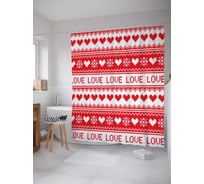 Штора (занавеска) для ванной JoyArty "Любовные линии" из сатена, 180х200 см с крючками, sc_11744