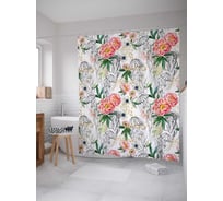 Штора (занавеска) для ванной JoyArty "Медузины пионы" из сатена, 180х200 см с крючками, sc_164374