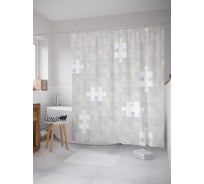 Штора (занавеска) для ванной JoyArty "Светлые пазлы" из сатена, 180х200 см с крючками, sc_13552