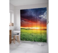 Штора (занавеска) для ванной JoyArty "Красивый закат солнца" из сатена, 180х200 см с крючками, sc_13676