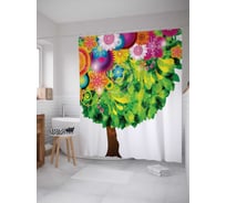 Штора (занавеска) для ванной JoyArty "Метаморфозное дерево" из сатена, 180х200 см с крючками, sc_13454