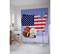 Штора (занавеска) для ванной JoyArty "Мячи Америки" из сатена, 180х200 см с крючками, sc_10772