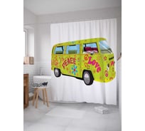 Штора (занавеска) для ванной JoyArty "Машина мира" из сатена, 180х200 см с крючками, sc_10607