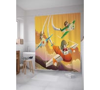 Штора (занавеска) для ванной JoyArty "Крошечные летчики" из сатена, 180х200 см с крючками, sc_10628