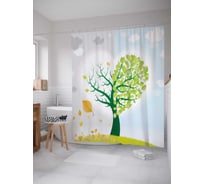 Штора (занавеска) для ванной JoyArty "Дерево с половиной сердца" из сатена, 180х200 см с крючками, sc_13449