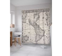 Штора (занавеска) для ванной JoyArty "Древняя карта Америки" из сатена, 180х200 см с крючками, sc_13748