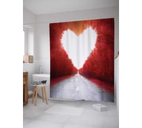 Штора (занавеска) для ванной JoyArty "Дорога в красном лесу" из сатена, 180х200 см с крючками, sc_11756