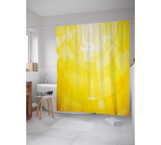 Штора (занавеска) для ванной JoyArty "Солнечная декорация" из сатена, 180х200 см с крючками, sc_13430