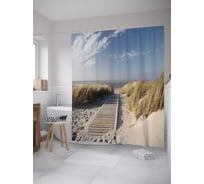 Штора (занавеска) для ванной JoyArty "Дорожка к воде" из сатена, 180х200 см с крючками, sc_11161