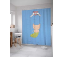 Штора (занавеска) для ванной JoyArty "Счастливая которыбка" из сатена, 180х200 см sc_378405